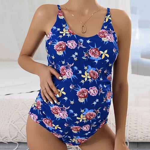 Maternity Swimwear Pregnant Ladies Summer Printed Sexy Halter All-in-one Swimsuit Set Maillot De Bain Grossesse Maternity Swimsu