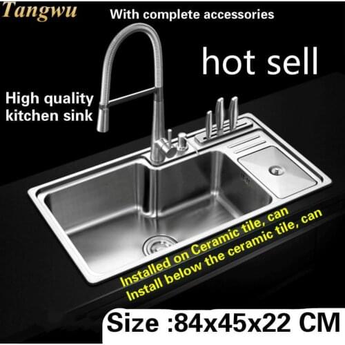 Tangwu Fashionable and upscale kitchen sink 1 MM thick food grade 304 stainless steel big single groove 84x45x22 cm