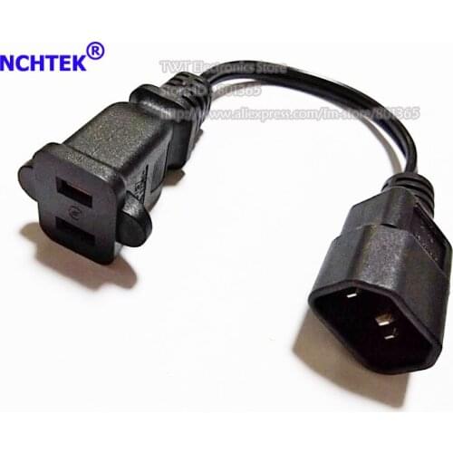 NCHTEK IEC 320 C14 Male to USA 2Pin Female Socket Power Adapter Cable,C14 to Nema 1-15R Power Adaptor Cord/Free shipping/20PCS