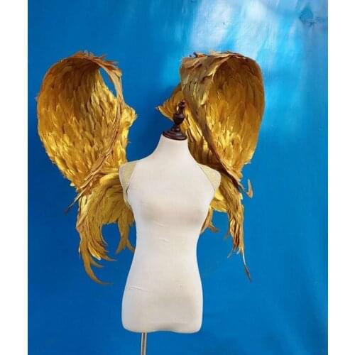 New arrival customize adults' large size gold angel wings high quality beautiful soft fairy for Model stage show shooting