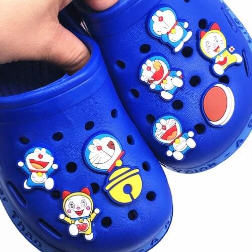 Wholesale 50Pcs Japan Icon Cartoon Doraemon PVC Shoe Charm Shoe Accessories Buckle Decoration Fit Band Kids X-Mas Gift Croc Jibz