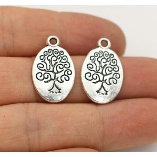 JAKONGO Antique Silver Plated Tree of Life Charms for Jewelry Making Earrings Findings Bracelet Accessories 18x24mm 10pcs/lot