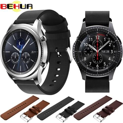 Genuine Leather 22mm Band For Samsung Gear S3 Frontier/Classic Galaxy Smart Watch 46mm Replacement Bracelet Strap Watchband