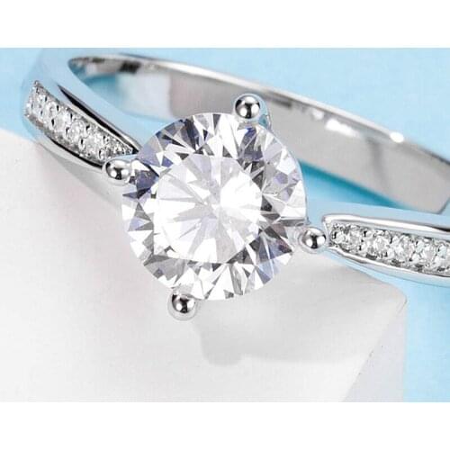Luxury 100% 925 Sterling Silver Real 1 Carat D Color Moissanite Wedding Rings For Women Pass Diamond Test Party Fine Jewelry