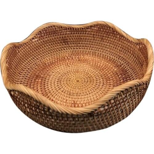 Rattan Woven Snacks Candy Storage Basket Nordic Craft Innovative Fruit Plate Home Festival Decoration Storage Basket