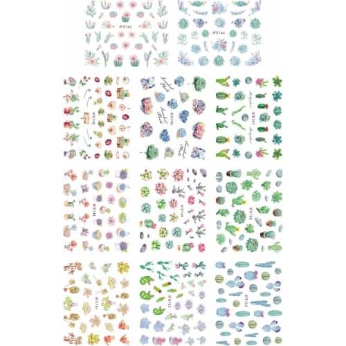 11 PCS / LOT SIMULATION EMULATION SELF-ADHESIVE 3D NAIL TATTOOS STICKER DESERT BIRD CACTUS POTTED SUCCULENT PLANT E743-753