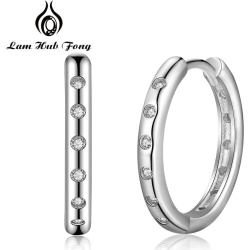 925 Sterling Silver Hoop Earrings Minimalist Simple Circle Earrings Silver 925 CZ Earrings for Women Fine Jewelry (Lam Hub Fong)