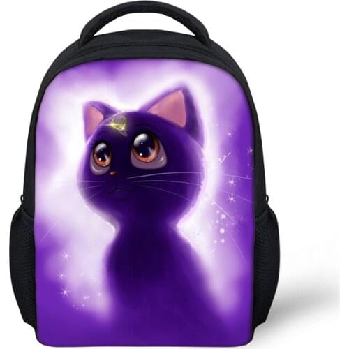 ELVISWORDS Anime Cat Print School Bags For Girls Boys Book Bag Small Backpack Women Children Bagpack Customize Mochila Escolar