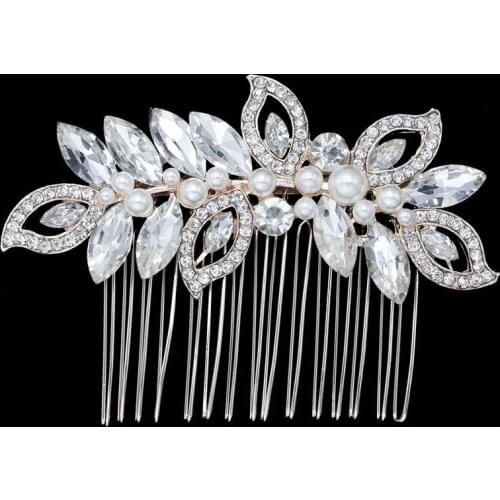 Wedding supplies alloy golden rhinestone glass wedding hair comb bridal insert comb wedding dress accessories