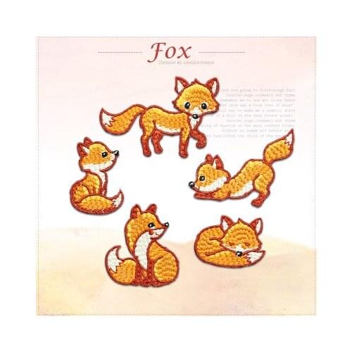 Ursmart 1 Piece beautiful Embroidered Cute Fox Patches Clothes Bags DIY Applique Embroidery Parches Iron On Patch for Clothes