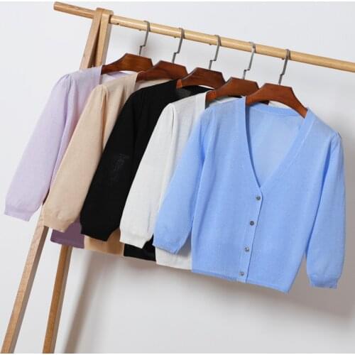 Knit Cardigan Size M-4XL Summer Women Knitting Short Sweaters Coats Female Knitted Thin Cardigans Outwear for Woman