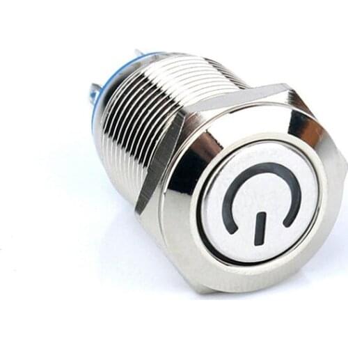 W01 12mm Normal Open Button Switch Flat Round Head 12V Power Logo Illuminated Button Switch