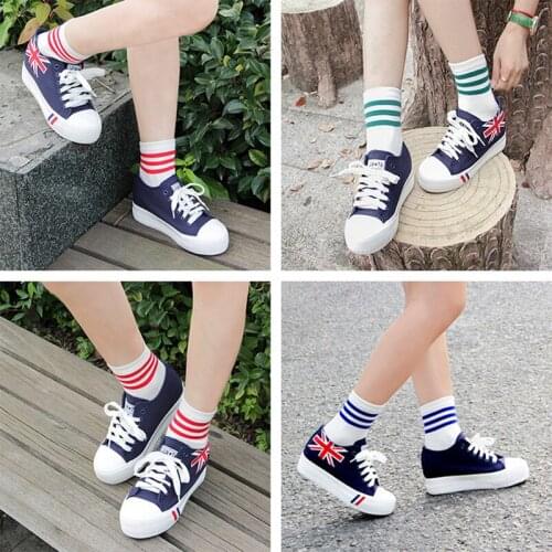 ZDL-229 Wholesale Autumn Winter Women 3 Three Stripes Pure Cotton Retro Old Socks 10 Pairs