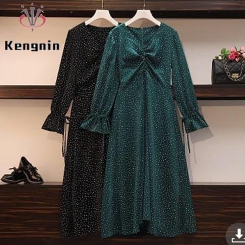 Spring 2021 Autumn Women Dress Oversized Robe Dress Print Flowers Ladies Vestidos Chiffon Lace Patchwork Dresses KE931