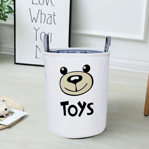 1PC Cotton Folding Water Laundry Basket Round Letter Creative Cartoon Toy Storage Basket Organizer Cute Animal Laundry Bucket