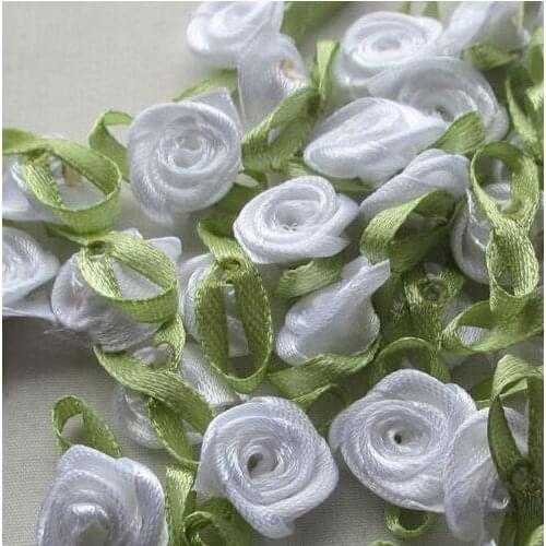 100pcs mix color Ribbon Flowers Bows Rose Appliques Wedding Decoration ornament