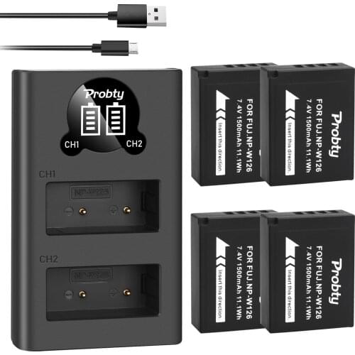1500mAh NP-W126S NP-W126 NP W126 W126S Battery +LED Dual Charger for Fujifilm Fuji X-Pro1 X Pro1 XPro2 X-T1 XT1 HS30EXR HS33EXR