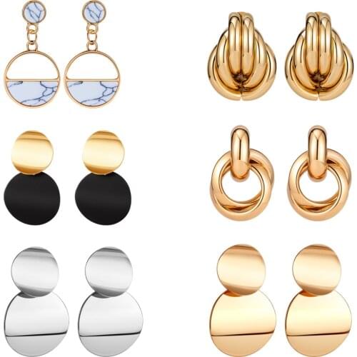2021 Trend Korean Fashion Dangle Earring For Teen Sweet Geometric Hanging Earrings Lovely Jewelry For Wedding Hoop Earrings Set