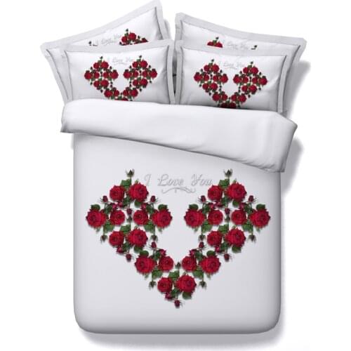 3D Red Rose Bedding set bedspread duvet cover bed in a bag sheet spread California King queen size full double twin single 4pcs