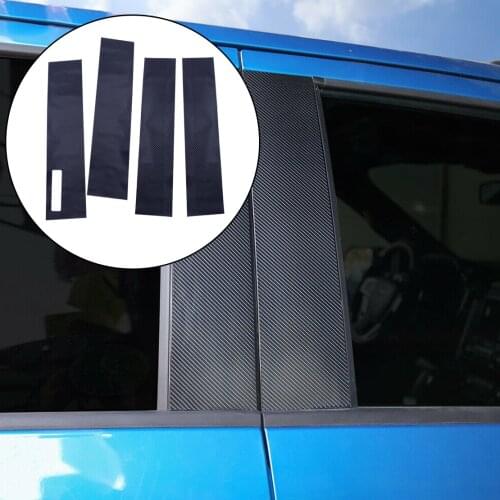 4pcs Carbon Fiber Style Black Window Door Pillar Post Cover Trim Sticker Vinyl Decal Fit for Ford F150 2017 2018 2019 2020