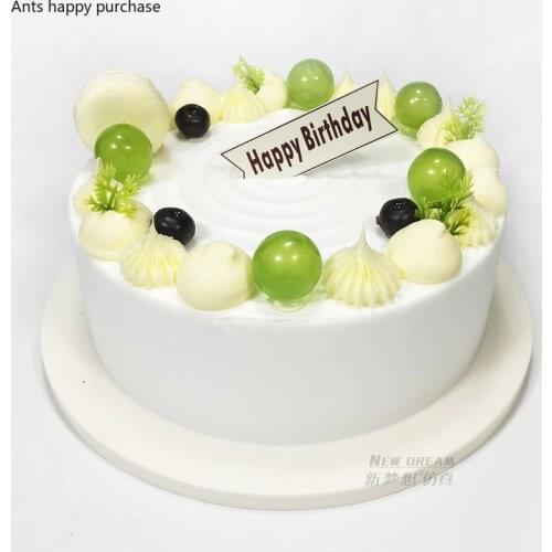 8/10 Inch Cake Model Decoration Green Fruit Birthday Cake Model Bakery Window Sample Artificial Fake Cake Decorating Supplies