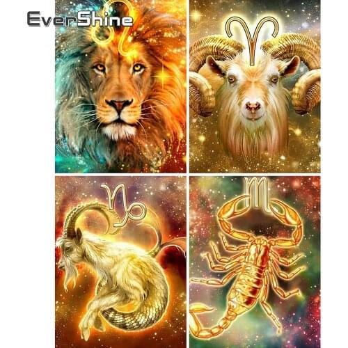 Evershine Diamond Mosaic Full Round Drill Display Animal Diamond Embroidery Constellation Diamond Painting Cross Stitch Kit Sale