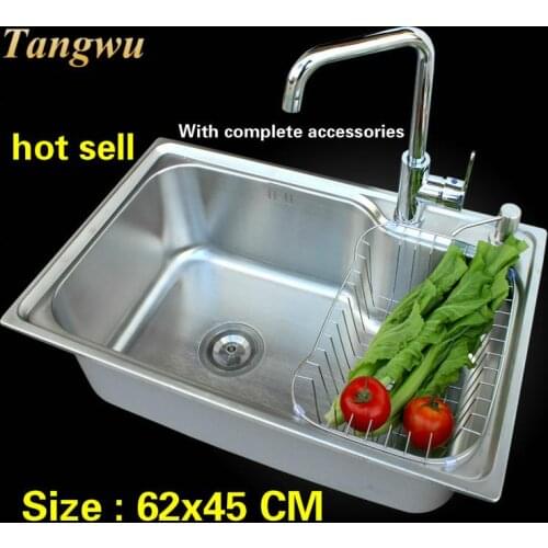 Free shipping Hot sell 304 stainless steel balcony kitchen sink ordinary single slot 62x45 CM