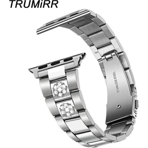 TRUMiRR Stainless Steel & Diamond Band for iWatch Apple Watch Series 5 4 3 2 1 44mm 42mm 40mm 38mm Watchband Women Men Strap