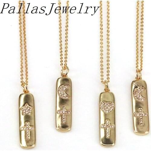 10Pcs Fashion Jewelry For Women Men Choker Neck Cz Crystal Pave Star Heart Moon Cross Slim Pendant Chain Necklace