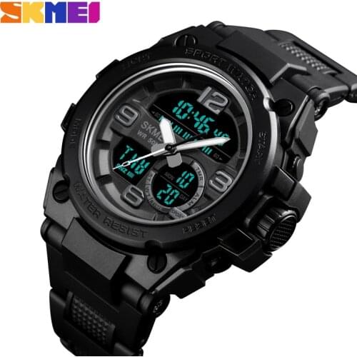 SKMEI New Sports 3 Time Watch Men Dial Dual Display Luxury Brand Military Clock Waterproof Quartz Wristwatches Relogio Masculino