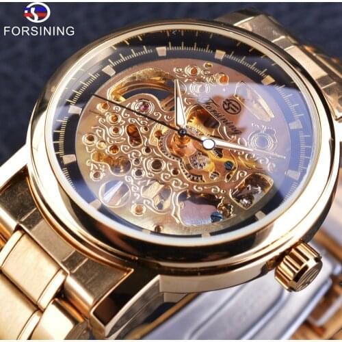 Forsining 2017 Luminous Hands Display Steampunk Luxury Design Clock Skeleton Mens Watch Top Brand Luxury Mechanical Wrist Watch