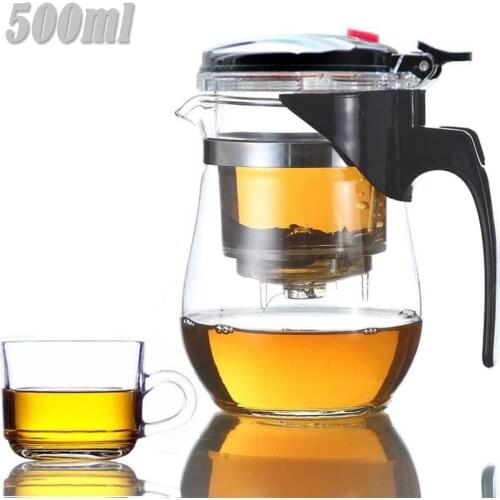 500Ml Heat Resistant Glass Teapot Chinese Kung Fu Tea Flower Tea Pot Compact Size Coffee Maker Puer Kettle Drinkwares Utensils