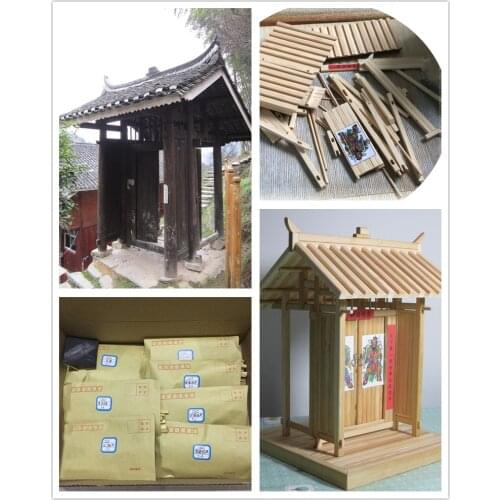 DIY Wooden Traditional Chinese Architecture The gate of the Qiang cottage | Tenon-and-mortise structure model