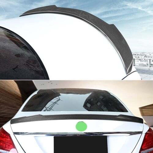 Use For Benz C Class W205 Spoiler 2015--2019 Year Sedan 4-door Glossy Real Carbon Fiber Rear Wing FD Style Accessories Body Kit