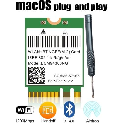 Dual Band 1200Mbps BCM94360NG WiFi Card For MacOS Hackintosh 802.11ac Bluetooth 4.0 Wireless Adapter Network Lan Card WIN7/8/10