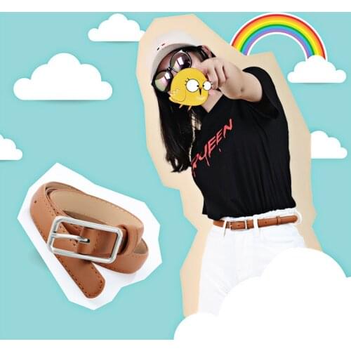 Elegant Women Belt Long Pin Buckle Fine Belt New Fashion Retro Candy Color Metal Buckle Decoration Belt Ceinture