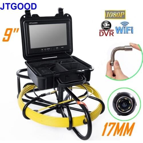 9 Inch 17MM HD1080P Pipe Inspection Camera 30M Sewer Camera with WiFi DVR 16GB Drain Industrial Endoscope IP68 4500mA Battery