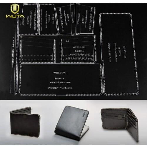 WUTA 802 Classic Wallet Acrylic Template Leather Craft Cutting Tools Pattern Set Clear Model for DIY Making Short Wallet Purse