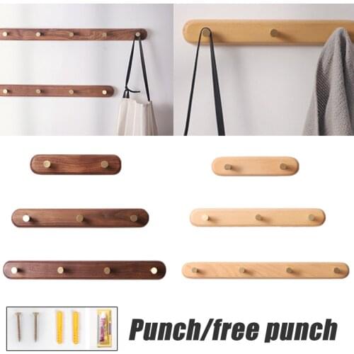 Creative Black Walnut Coat Hook Punch-free Wall Hanger Bedroom Porch Solid Wood Clothes Row Hook