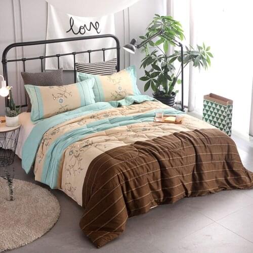 Lychee Large Striped Bedding Set Modern Printed Pillowcase Thin Quilt Sets 3pcs Home Textile Family Bed Sets