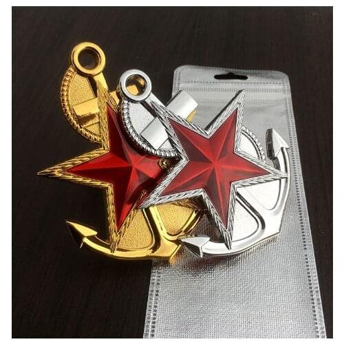 3D Metal Five-pointed Anchor Stars Auto Emblem Badge Sticker Decal Car Accessories