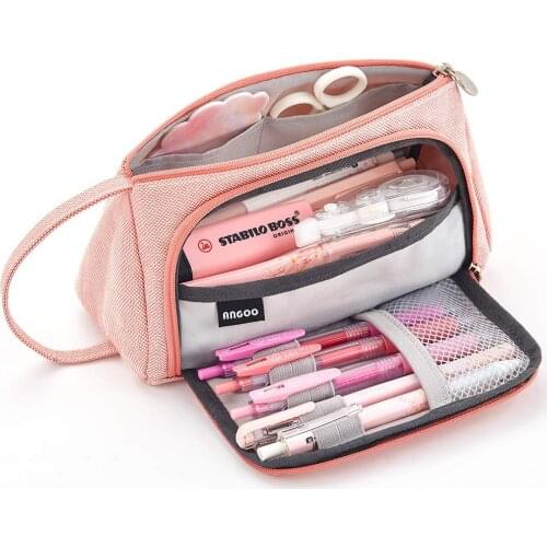 Pencil bag multifunctional large capacity cosmetic bag Candy-colored cotton and hemp Korean version of simple stationery bag