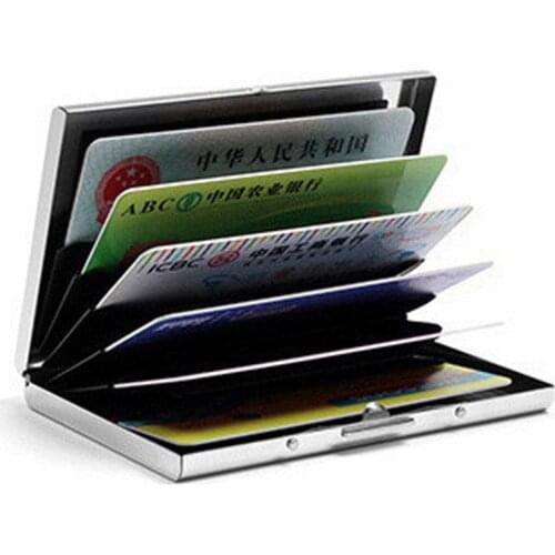 Fashion Solid Mens Stainless Steel Credit Card Holder ID Business Bank Card Case Metal Wallet For Women 6 Slots