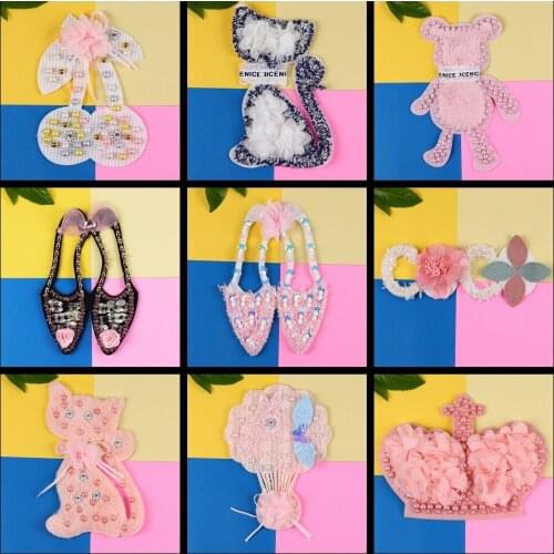 Fashion Womens Sweater Coat DIY Handmade Bbeaded Animal Cat Crystal Shoes LOVE Letter Beaded Patch Accessori Decorative Clothes