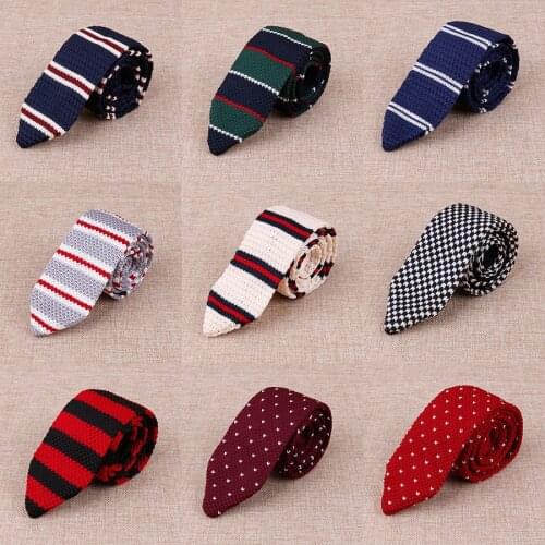 Men Knitted Knit Leisure Triangle Striped Tie Normal Sharp Corner Neck Ties for Men Skinny Necktie Classic Woven Designer Cravat
