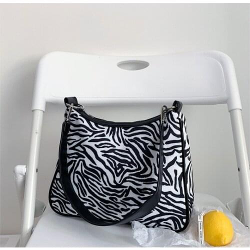 2021 New Summer Femme Shoulder Bag Oxford Cloth Zebra Pattern Trendy Fashion Portable One Shoulder Handbag