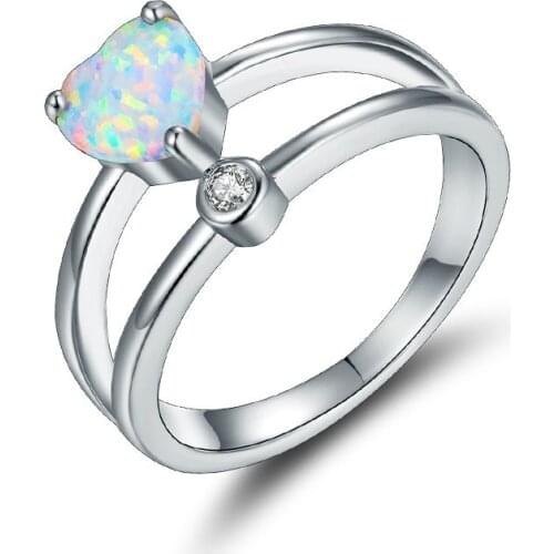 Charm Heart Ring Simple Women Imitation Fire Opal Ring For Women Accessories Fashion Jewelry Wedding Engagement Girl Gift