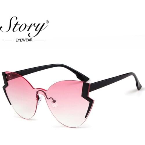 STORY Fashion Rimless Cat Eye Sunglasses Women 2018 Vintage Retro Irregular Sun Glasses Men Gradient Shades For Summer Eyewear
