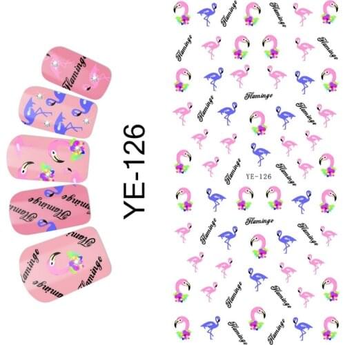 WATER TRANSFER DECAL NAIL STICKER CARTOON BLACK GREY RED PINK FLAMINGOS BIRD YE124-126