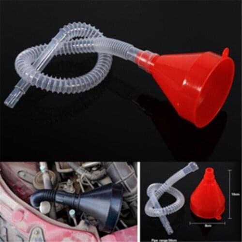 Car Motorcycle Truck Vehicle Plastic Filling Funnel With Soft Pipe Spout Pour Oil Tool